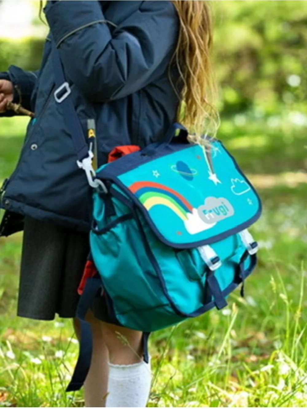 Frugi Kids Teal Rainbow & Stars School Satchel